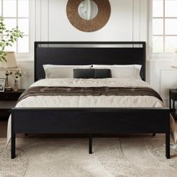 Black Oak Queen Size Bed Frame 