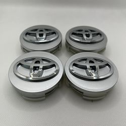 Set Of 4 Toyota Center Caps Silver With Chrome 62mm Camry Avalon Corolla  Thumbnail
