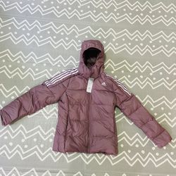 Adidas running training pink thick winter snow puffer jacket coat bomber
