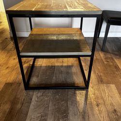 Wood And Metal End Table 