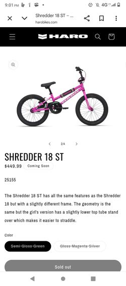 Girls pink HARO BMX bike 20in
