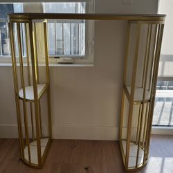 White Gold Bar Table With Shelves