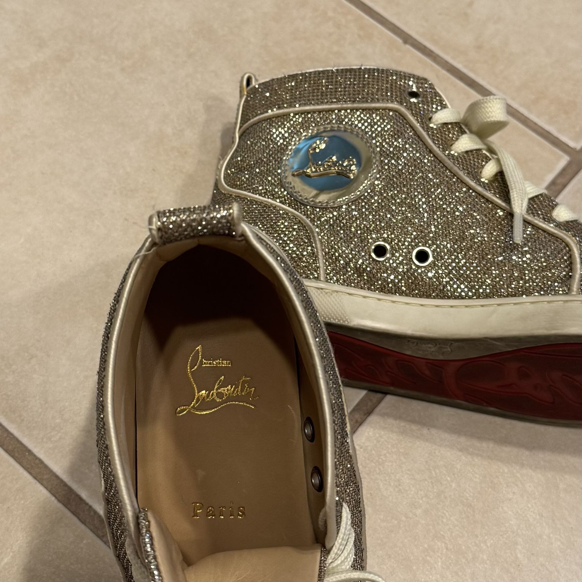 Christian Louboutin Gold Sparkle Sneaker Size 37