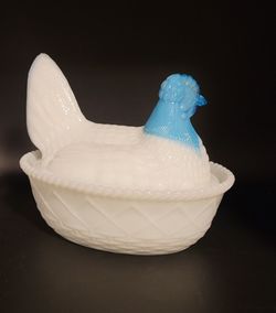 Vintage hen on nest