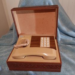 Vintage Deco- Tel Personal Telephone Serial Number 500345 Wesrern Electric Hand Carved Box 