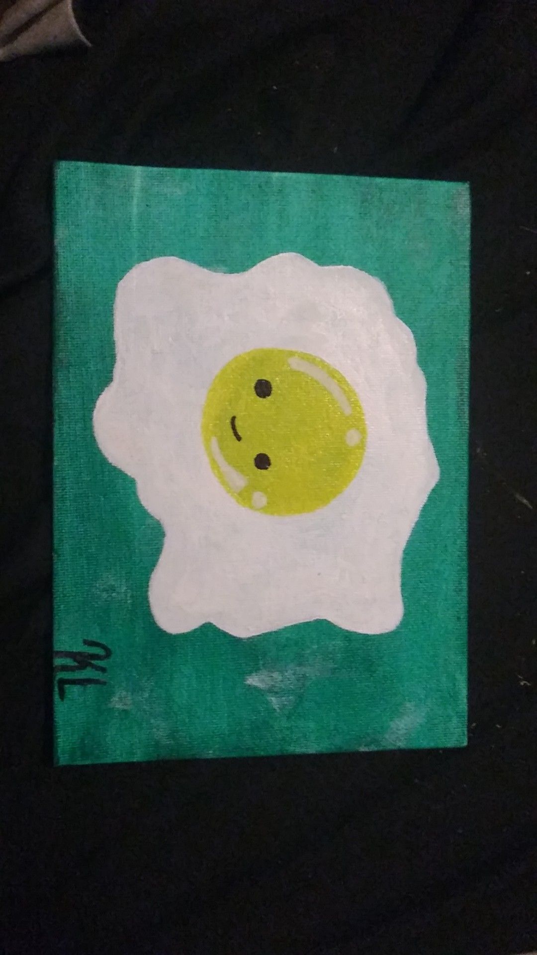 Smiling egg painting 5×7