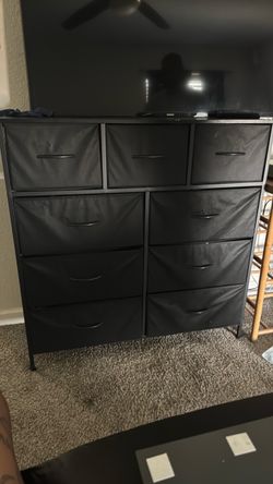 Black Fabric Dresser with 9 Drawers