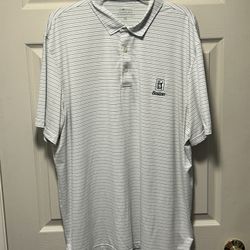 Vineyard Vines TPC Boston Palmer Polo Shirt White Green Striped Size XXL Brr