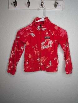 Columbia red floral full zip fleece jacket youth XS/6