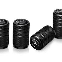 Black 4 pack metal tire valve steam cap cover/ with unique logo for Mercedes-Benz