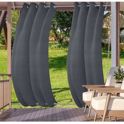 52"x94" Outdoor Patio Curtain Windproof Double Grommets,Thermal Insulated Room Waterproof Blackout Draperies Grommet at Top and Bottom Curtains for Pr