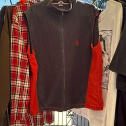 Vintage Converse Fleece Vest – Gray/Orange Zip-Up Street Style