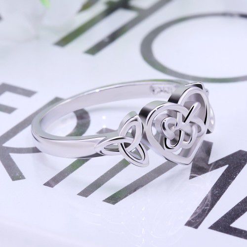 "Sweet Weave Heart Cross Lovely 925 Silver Heart Ring for Women, VIP546
  
  