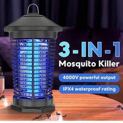 3 IN 1 Bug Zapper Outdoor Electric, 5.8Ft Portable Mosquito Zapper Fly Zapper Indoor, 4000V High Powered Mosquito Killer Lamp, Hanging Waterproof Bug 