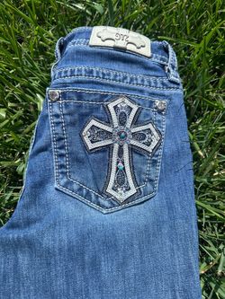 Miss Me Jeans Blue Jean Women size 28 Cross