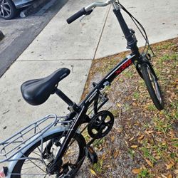 XSPEC 20" 7 SPEED FOLDING COMPACT CITY COMMUTER BIKE, BLACK