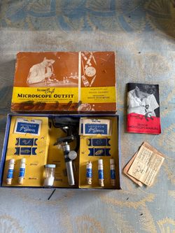Vintage Science Craft microscope outfit / biology kit with box + manuals
