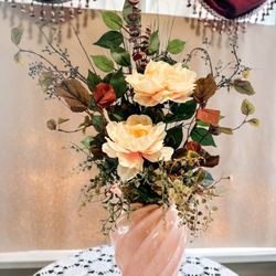 Faux Floral Arrangement In Pink Vase
