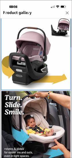 Graco SnugRide Turn & Slide Infant Car Seat, Rear Facing Rotating Car Seat with Base for 4-30 lbs. with 180 Degree Turn for Easy Access, Lightweight C