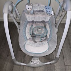 Ingenuity Power adapt Portable Baby Swing Blue And Gray