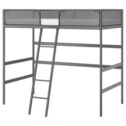 Loft bed frame, dark gray, twin sized, from Ikea