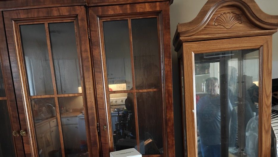 Antique China Cabinet And Curio Cabinet