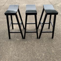 Three Black Bar-Height Stools
