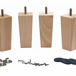  Tapered Solid Beech Wood Replacement Sofa Couch Chair Ottoman Loveseat Coffee Table Cabinet Wood Furniture Feet Furniture Wood Legs(5.5" Set of 4)