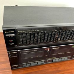 Vintage Mitsubishi Stereo Double Cassette Deck DT-77 And Stereo Graphic Equalizer DA-G157 Working Combo