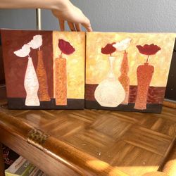 2 Piece Floral Canvas Art Set Brand New