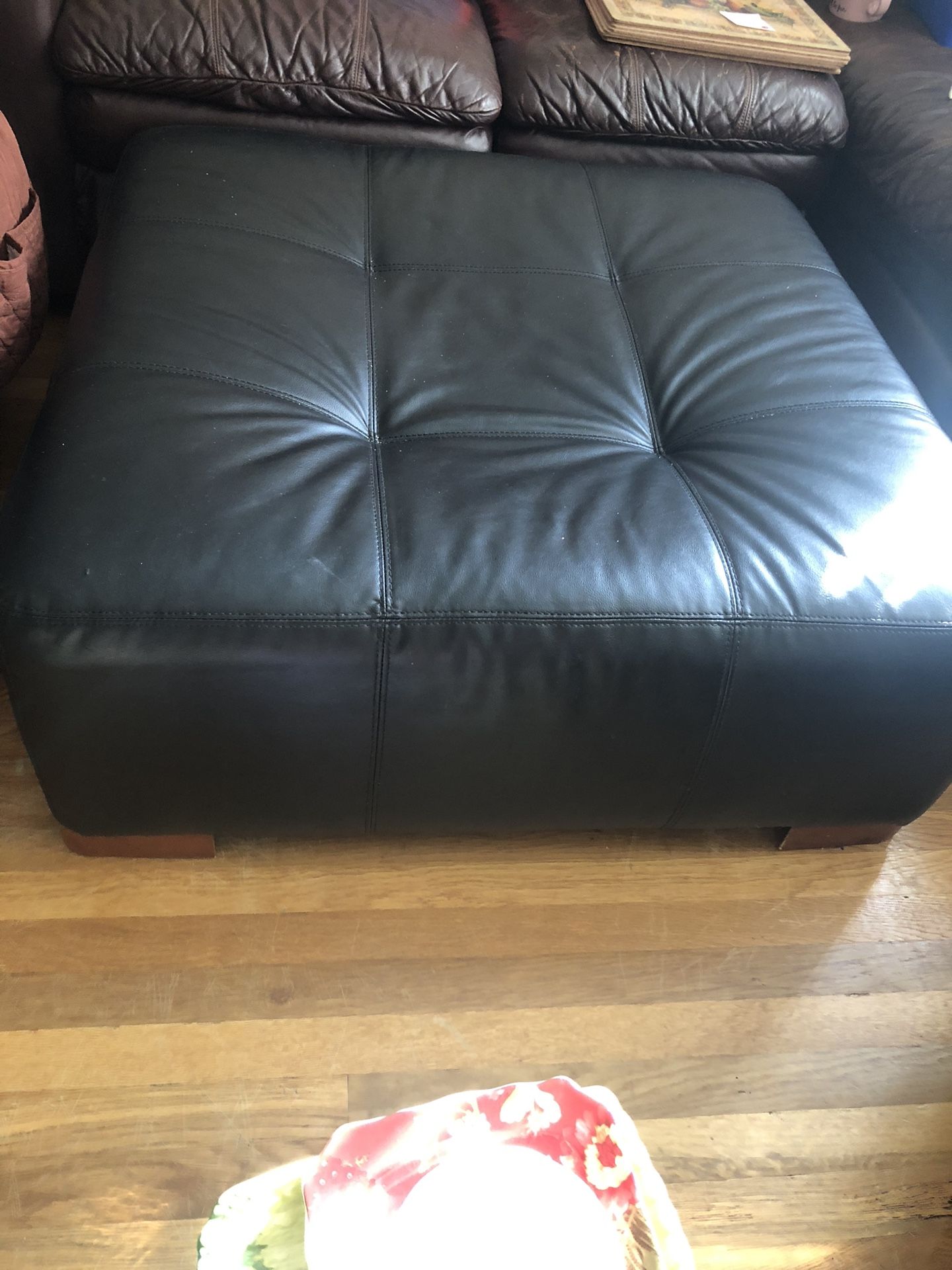 Large Ottoman Or Seating Chair 39” By 39” Square By 16” Tall With Wood Legs Black In Color