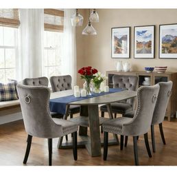 Grey 6 chair dining room table set