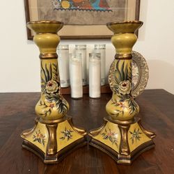 Vintage Floral Candlesticks 