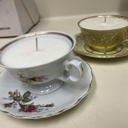 Candles In Vintage Teacups