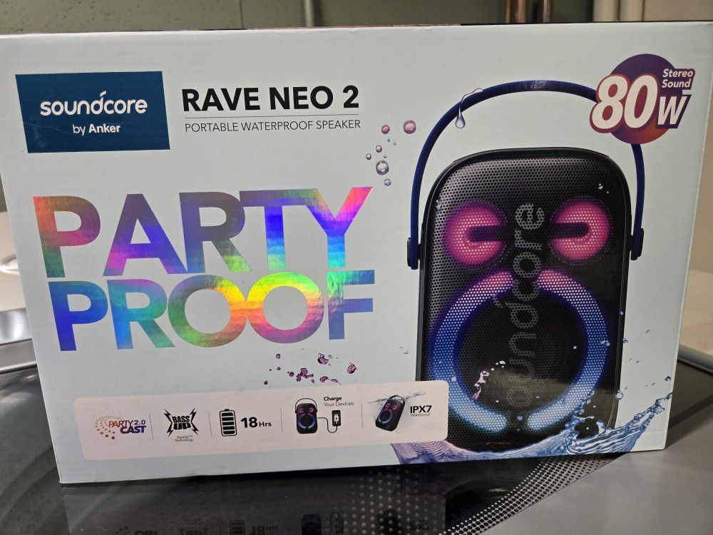 SoundCore Rave Neo 2 Bluetooth Speaker With LED Lights