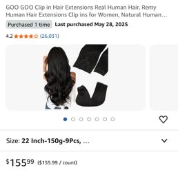 Clip in hair extensions 22”