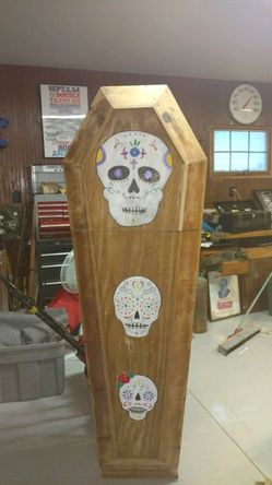 Wooden coffin cabinet