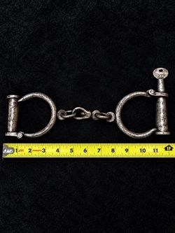 Authentic 19th-Century Darby Iron Handcuffs w/ Matched Key