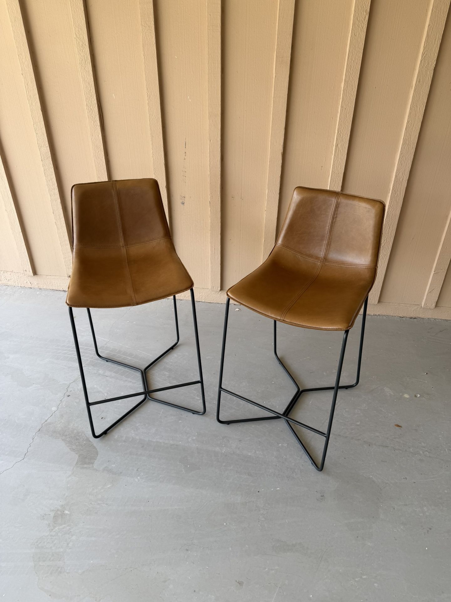 West Elm counter height leather stools