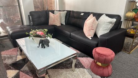 Black leatherette sectional