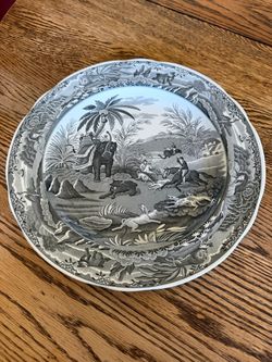 Spode Archive Collection Indian Sporting 10 1/4 Inch Dinner Plate - Black
