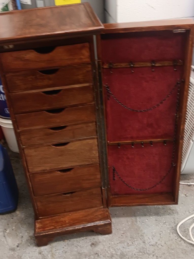 Unisex Refurbished Wooden Jewelry Cabinet