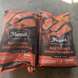 2 Unopened 22 lb bags Merrick Salmon & Sweet Potato