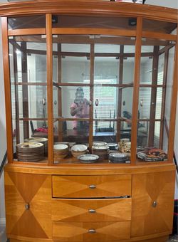 Wood China Cabinet with Glass Doors