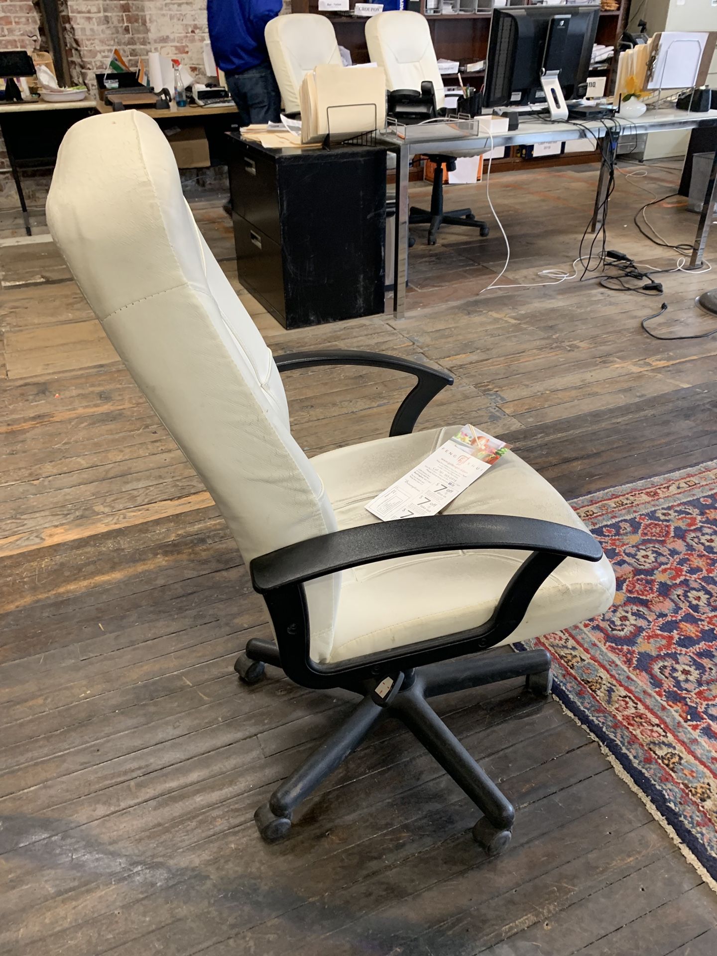 White leather office chair