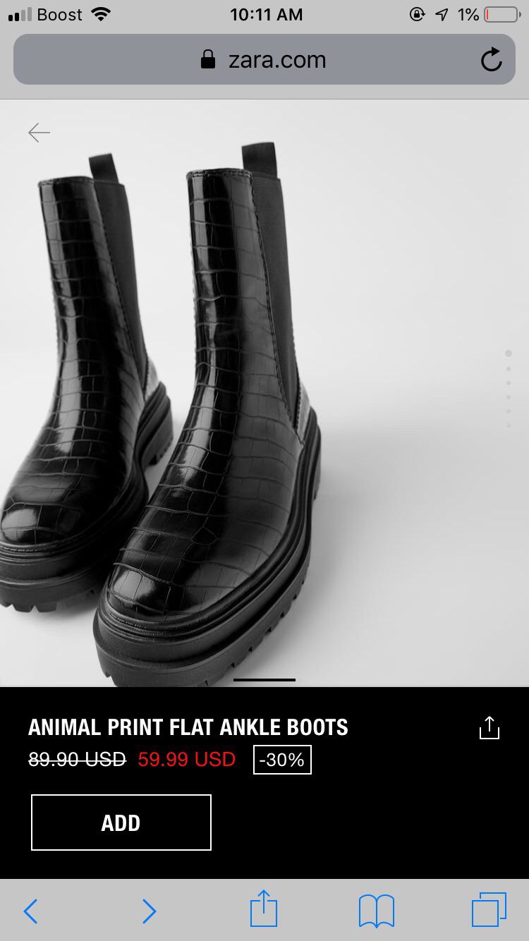Zara Animal print flat ankles boots