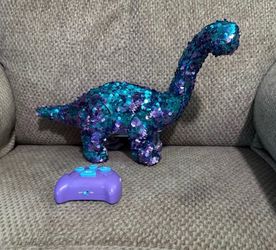 Monealpis Sequin Walking Dinosaur Remote Control Toy