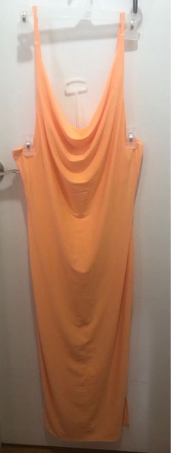 Haute Monde Orange Spaghetti Straps Sz Large Maxi Dress
