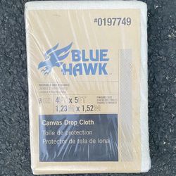 Blue Hawk Canvas 8-OZ 4-ft x 5-ft Painters Dropcloth