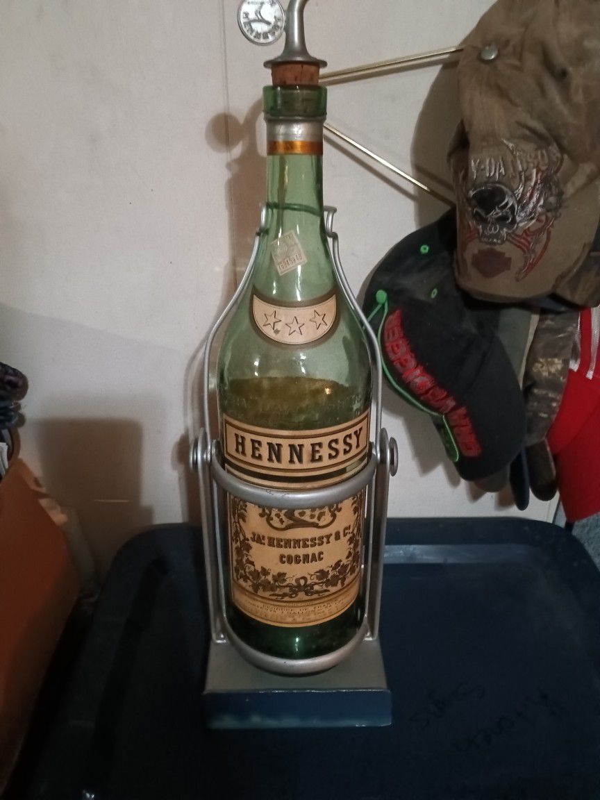 Antique Hennessy Bottle 2ft Tall W/Stand